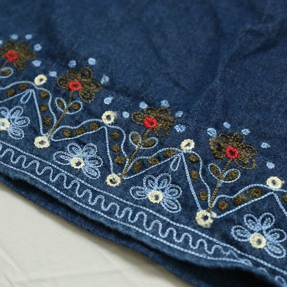 Tommy Hilfiger Women’s Denim Cami Tank Top Embroidered Floral Y2K Size 6 - Picture 5 of 5